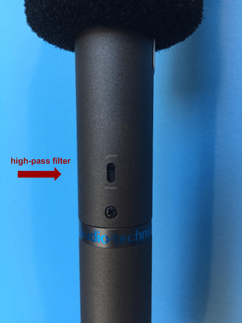 A high-pass filter on an Audio Technica shotgun.